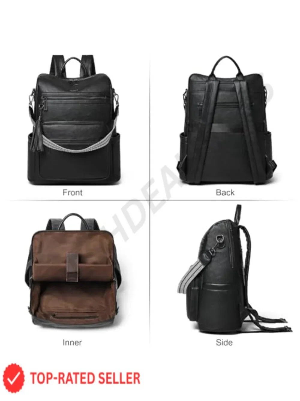 Faux Leather Laptop Backpack for Women Airline Approved 15.6 Inch Travel Work